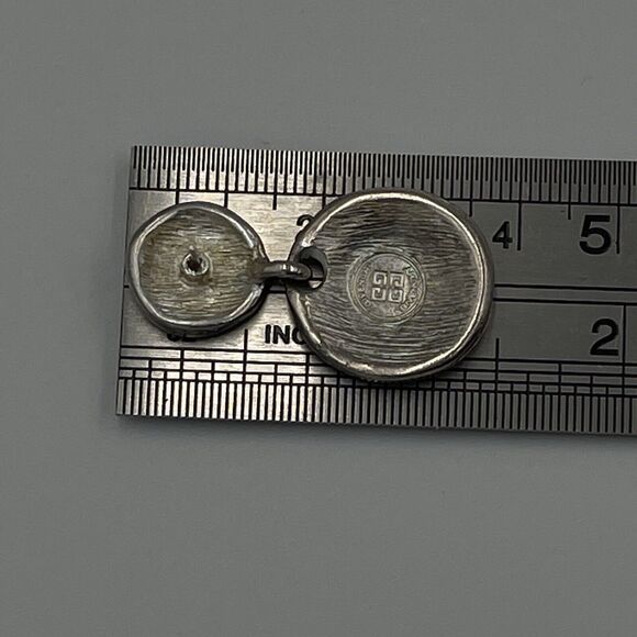 Givenchy Vintage 4G Logo Earrings Pierced Drop Medallion Brushed Silver Dangle - Picture 4 of 7